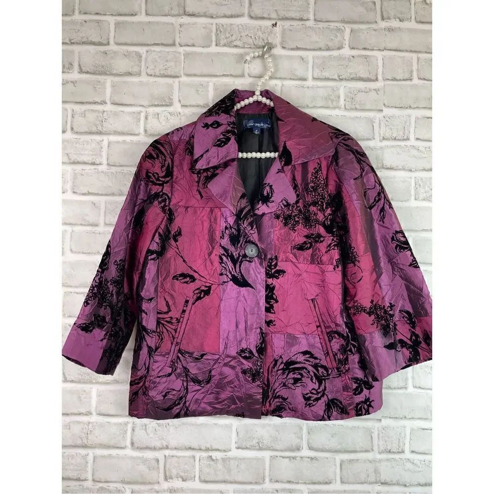 Susan Graver Style Women's Floral and Patchwork Design Blazer Size M